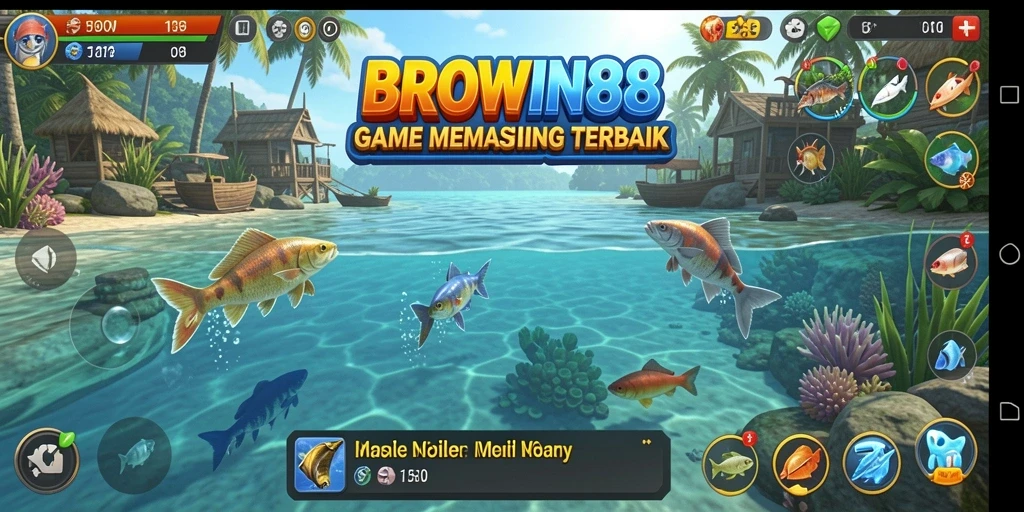 Tampilan gameplay BROWIN88 yang menakjubkan dengan aksi memancing.