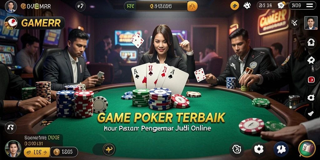 Tangkapan layar utama GAMERP menunjukkan aksi seru permainan poker.