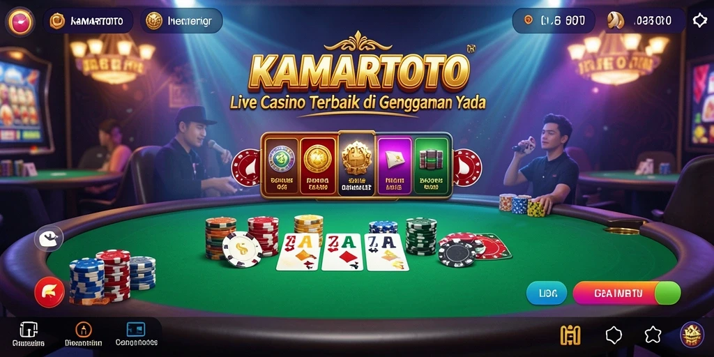 Screenshot gameplay KAMARTOTO menampilkan interaksi dealer dan pemain yang menarik.