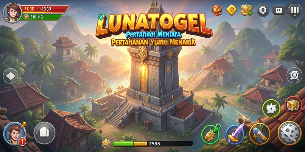Tampilan gameplay LUNATOGEL yang penuh aksi dan strategi Tower Defense.