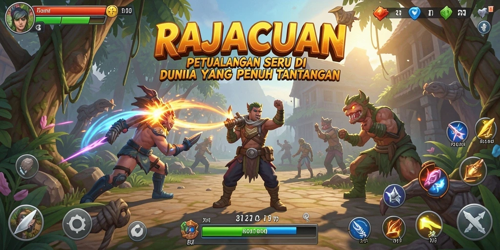 Tangkapan layar RAJACUAN menampilkan aksi petualangan yang mendebarkan.