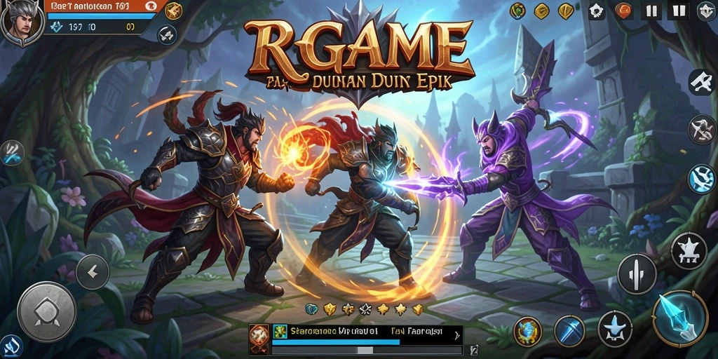 Tangkapan layar menampilkan pertarungan seru dalam RPGAME.