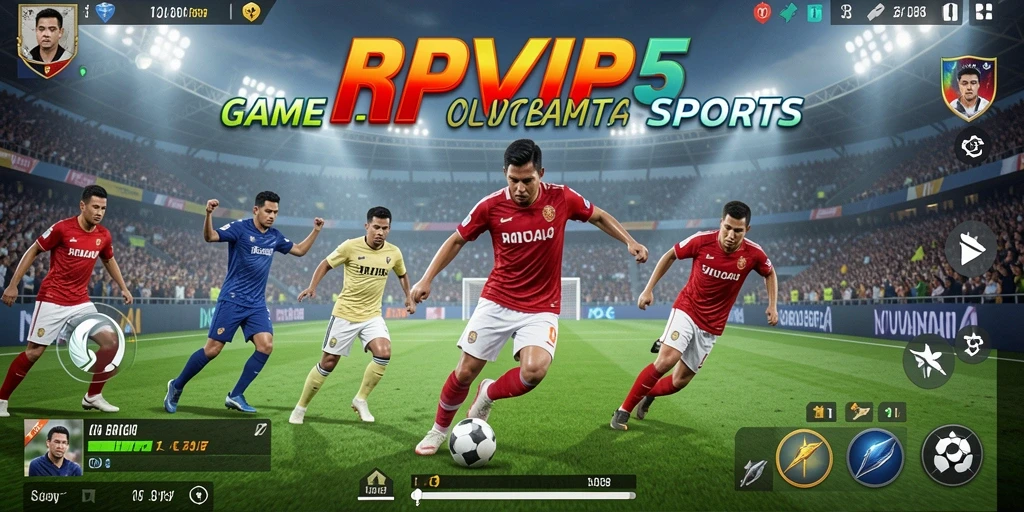 Tampilan gameplay RPVIP5 dengan pemain beraksi di lapangan olahraga.