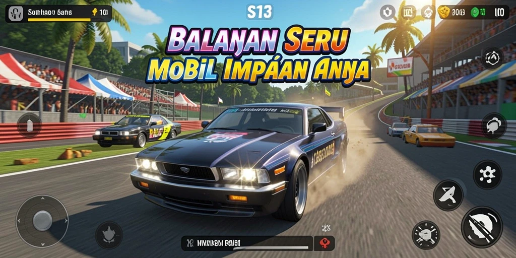 Screenshot S13 yang menampilkan adu balapan sengit.