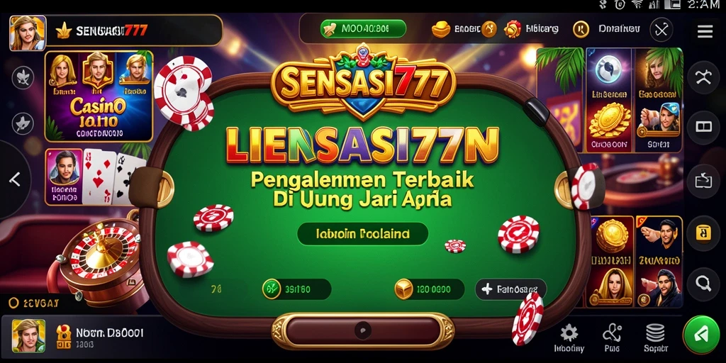 Screenshot gameplay SENSASI777 menampilkan dealer langsung dan suasana nyata kasino.