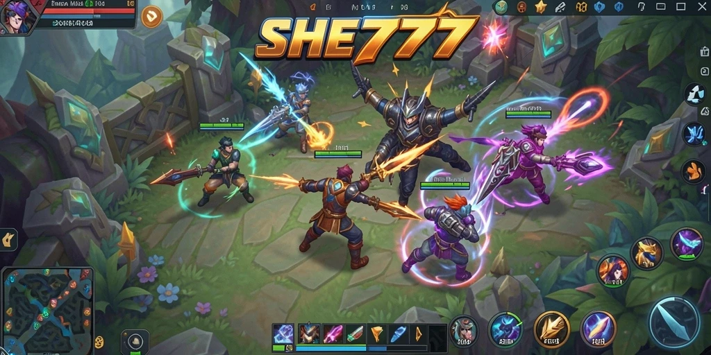 Tampilan gameplay MOBA yang seru dan penuh aksi.