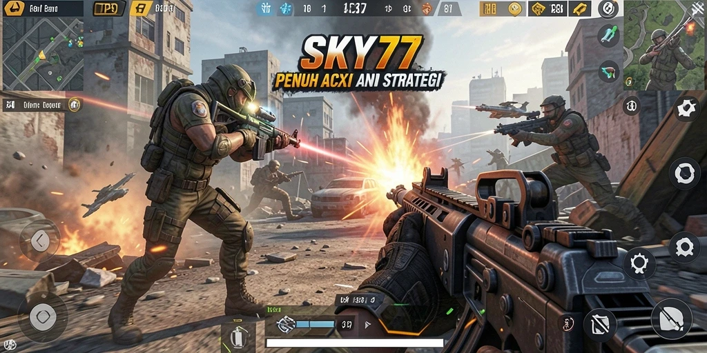 Tampilan menarik dari gameplay <strong>SKY77</strong> dengan aksi pertempuran yang intens.