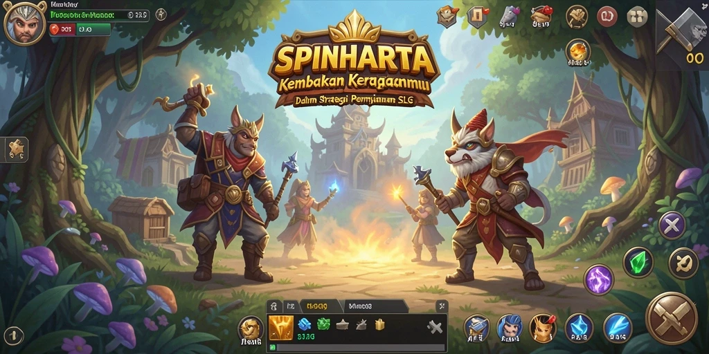 Screenshot gameplay SPINHARTA menampilkan aksi pertempuran strategis.