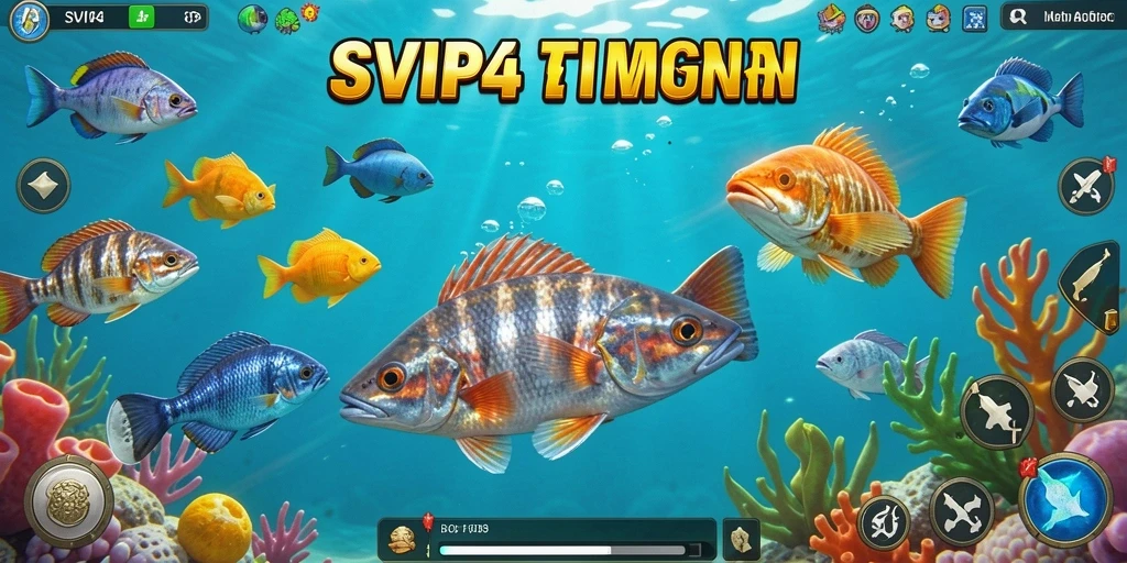 Tampilan seru dalam permainan Tembak Ikan SVIP4 dengan aksi tembak ikan.