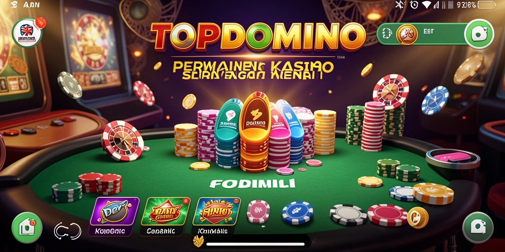 Tampilan utama gameplay TOPDOMINO yang seru dan interaktif.