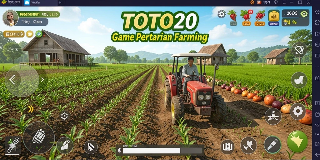 Screenshot menampilkan gameplay seru di TOTO20 saat bercocok tanam.